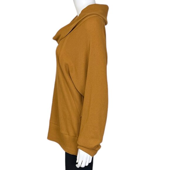 Pilcro Angie Mock Neck Waffle Top in Gold - sz XL - Picture 6 of 8